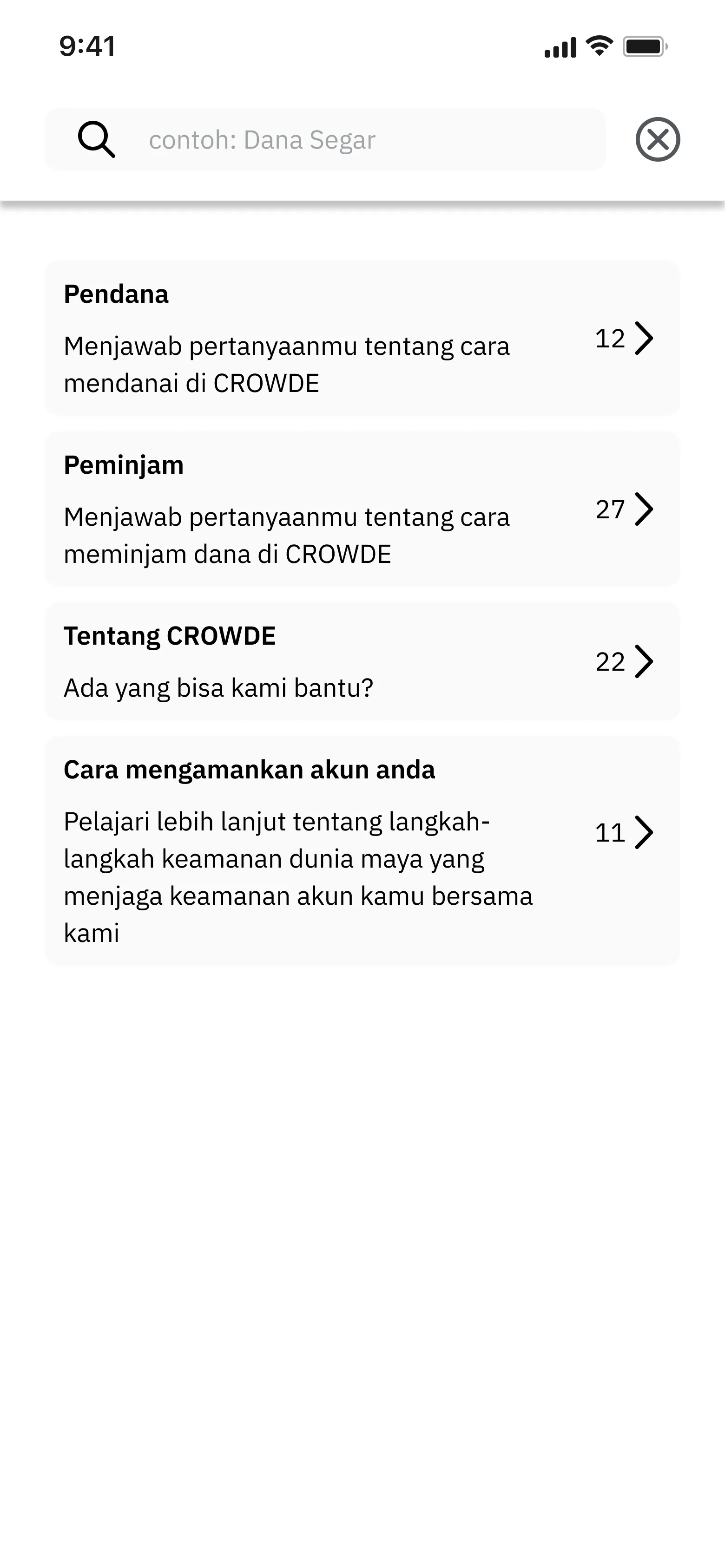 Crowde Redesign screen