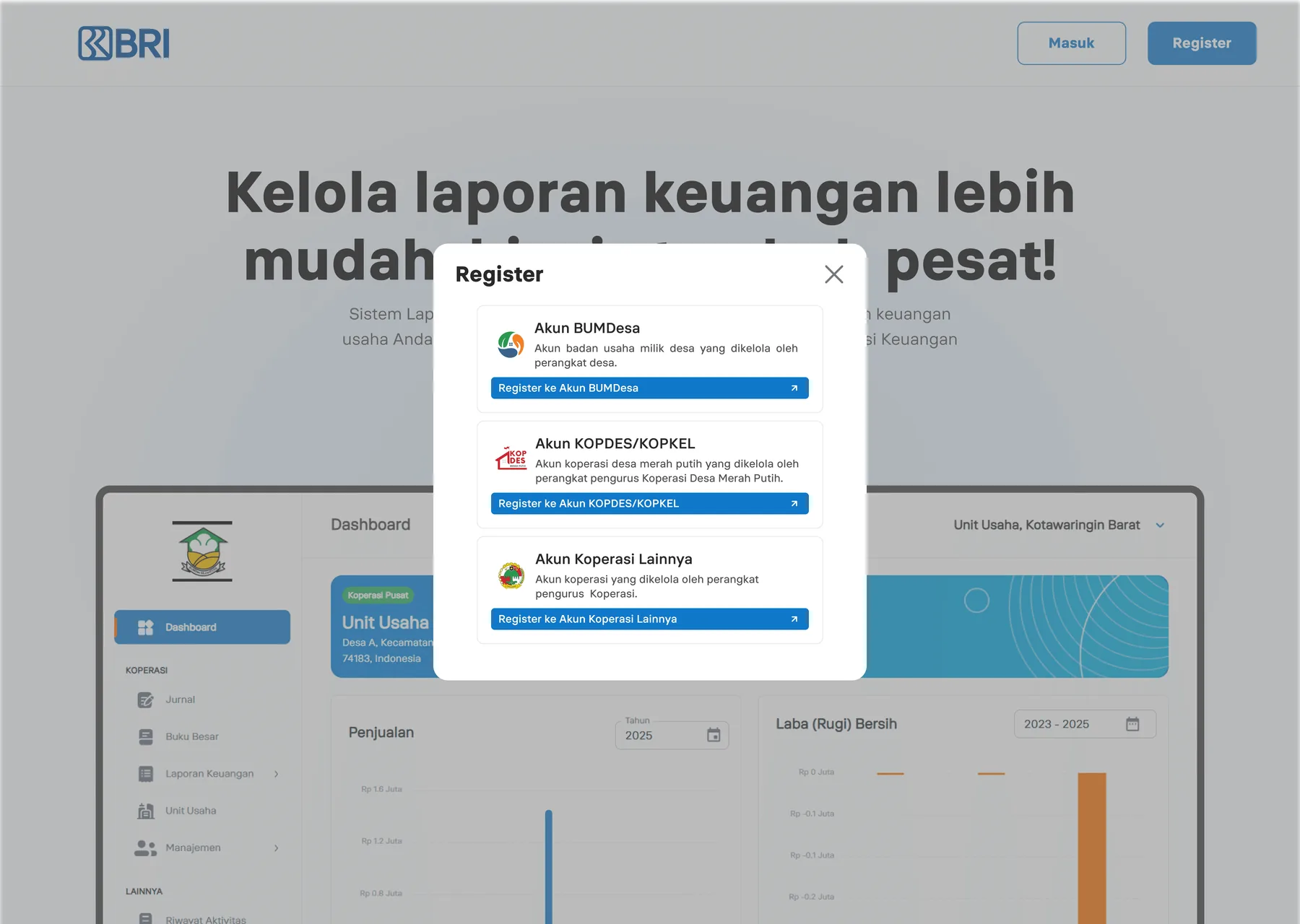 BUMDesa login with role selection