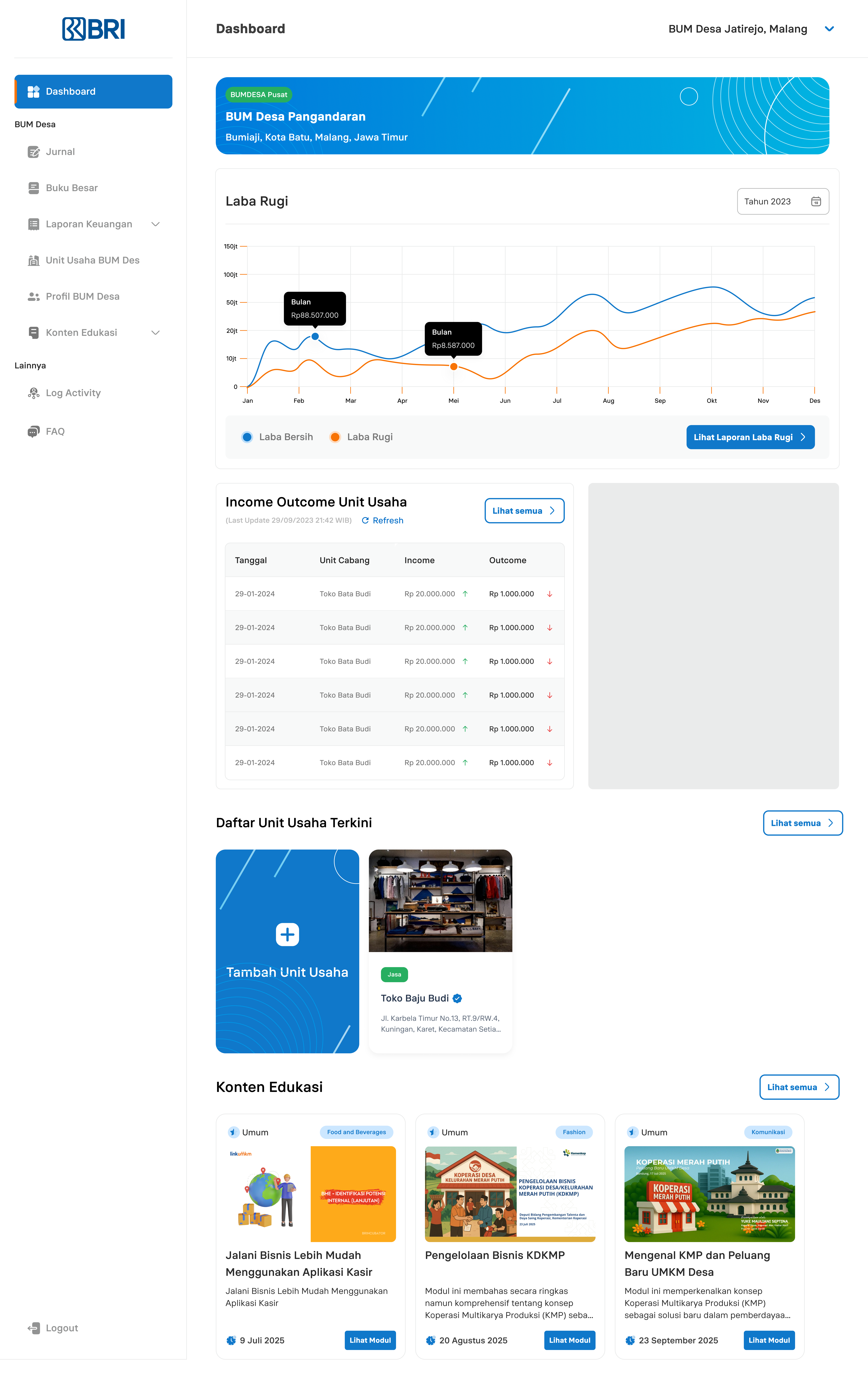 BUMDesa main dashboard