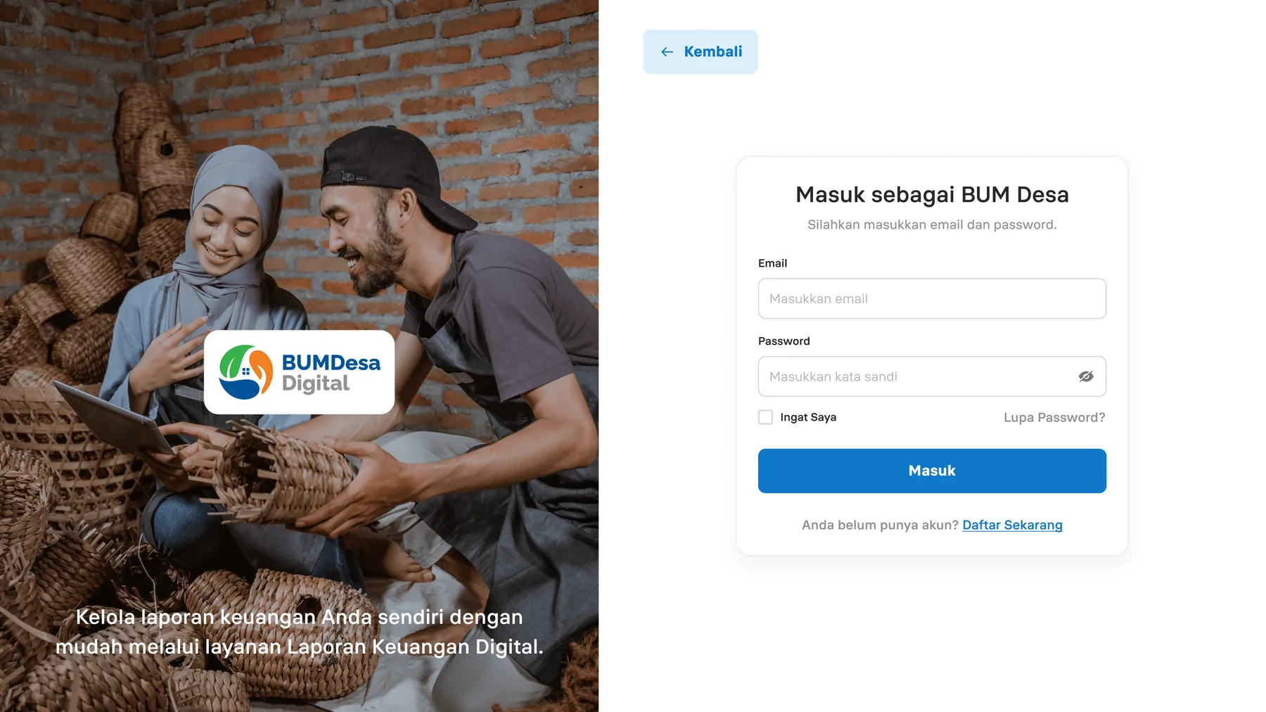 BUMDesa Digital login page